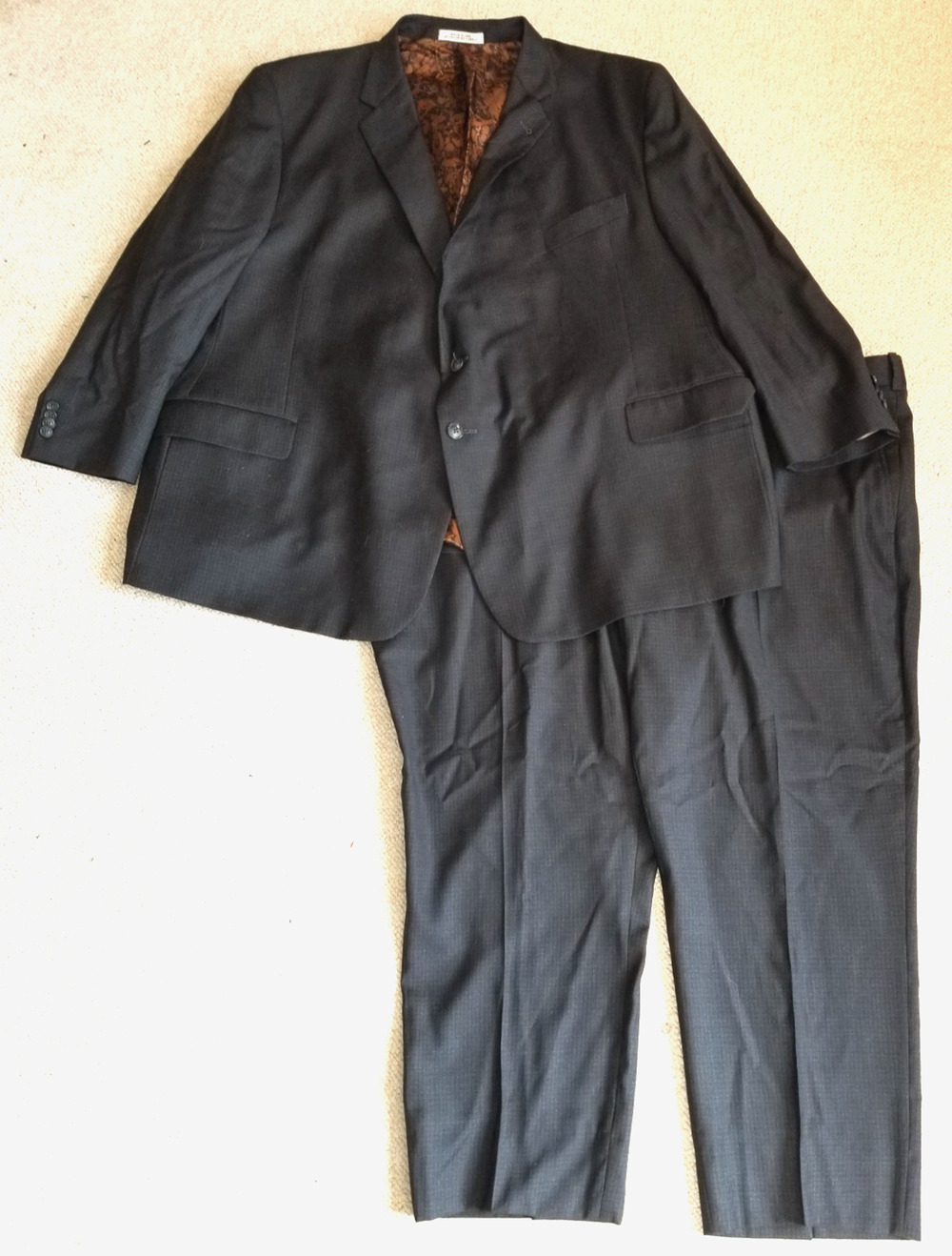 Mens Suit-JOSEPH ABBOUD-dark gray 100% wool Classic-52S/52X26